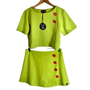 L – Neon Skort & Crop Top Set by Sourpuss (NWT)